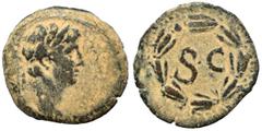 Roman Provincial SYRIA, Seleucis and Pieria. Antioch. Otho, 69. Semis (bronze, 7.19 g, 24 mm). [IMP M OTHO CAE AVG] Laureate head of Otho to right. Rev. Large S C within laurel wreath.; RPC I 4319. Re