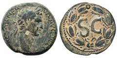Roman Provincial SYRIA, Seleucis and Pieria. Antioch. Nerva, 96-98. Ae (bronze, 13.05 g, 29 mm). IMP CAESAR NERVA AVG III COS Laureate head of Nerva to right. Rev. Large S•C within laurel wreath. McAl