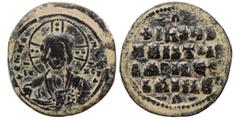 Byzantine Anonymous, time of Basil II and Constantine VIII, 1020-1028. Follis (bronze, 13.70 g, 33 mm), Constantinople. +EMMA-NOVHΛ bust of Christ facing, wearing nimbus cruciger with voided box in ea
