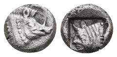 Greek DYNASTS OF LYCIA. Uncertain Dynast (Circa 520-480 BC). AR Obol. Obv: Forepart of boar right. Rev: Human faced bull left. within square incus. Ref: Weber 8576. Condition: VF Weight: 0.99 g. Diame