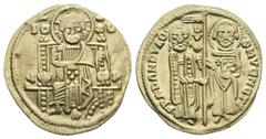 Medieval & World Italy. FRANCESCO DANDOLO, 1328-1339 AD. AV. Venice Obv: FRA DANDVLO / S M VЄNЄTI / DVX. Doge and St. Mark standing and holding a long cross between them. Rev: Christ nimbate and seate