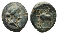 GREEK LYCIA. Bubon (100-1 BC). Ae. Obv: Draped bust of Artemis right, quiver behind shoulder. Rev: BOY Stag standing right. NG Tuebingen 4224-4225; Waddington 3032. Condition: VF. Weight: 1.77 g. Diam