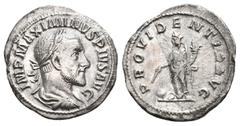 ROMAN IMPERIAL MAXIMINUS THRAX, 235-238 AD. AR, Denarius. Rome. Obv: MAXIMINVS PIVS AVG GERM. Laureate, draped and cuirassed bust of Maximinus, right. Rev: PROVIDENTIA AVG. Providentia standing left w