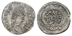 Roman Imperial LEO I (457-474). Half Siliqua. Contemporary imitation copying Constantinople. Obv: D N LEO qE-PRET AVG (sic) Pearl-diademed, draped, and cuirassed bust of Leo I to right. Rev: SAL/ REI/