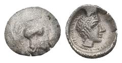 GREEK LYCIA. Xanthos.Vekhssere II (Circa 400-380 BC).Hemiobol. Obv: Helmeted head of Athena right. Rev: Laureate head of Apollo right. Müseler VII, 34. Condition: Very fine. Weight: 0.24 g. Diameter: 