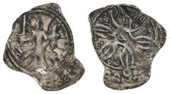 MEDIEVAL&ISLAMIC AUSTRIA. Formbach-Pütten (County). Ekbert II-Ekbert III. Early 12th century-1158. AR Pfennig. Neunkirchen mint. Obv: Figure standing facing with eyes to heaven, holding sword and shie