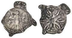 MEDIEVAL&ISLAMIC AUSTRIA. Formbach-Pütten (County). Ekbert II-Ekbert III. Early 12th century-1158. AR Pfennig. Neunkirchen mint. Obv: Figure standing facing with eyes to heaven, holding sword and shie