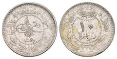 Ottomans OTTOMAN. Mehmed V, AH 1327-1336 / 1909-1918 AD. Qustantiniya mint. Dated AH 1327. AR 10 Para. 2.65g 18.7m