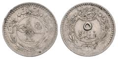 Ottomans OTTOMAN. Mehmed V, AH 1327-1336 / 1909-1918 AD. Qustantiniya mint. Dated AH 1327. AR 5 Para. 1.71g 16.1m