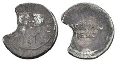 Roman Republic OCTAVIAN and AGRIPPA with DIVUS JULIUS CAESAR. Denarius. (38 BC). Military mint traveling with Agrippa in Gaul or Octavian in Italy. Obv: DIVOS IVLIVS DIVI F. Laureate head of Divus Jul