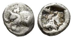 Greek Coins DYNASTS OF LYCIA. Uncertain dynast. (Circa 520-480 BC). AR Obol. Obv: Forepart of boar left. Rev: Incuse punch. SNG von Aulock 8464 var. (Diobol). Condition: Fine. Weight: 1.01 g. Diameter