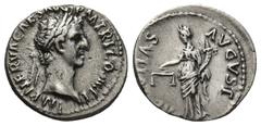 Roman Imperial Nerva, 97 AD. AR, Denarius. Rome. Obv: IMP NERVA CAES AVG P M TR P COS III P P. Laureate head of Nerva, right. Rev: AEQVITAS AVGVST. Aequitas standing left, holding scales and cornucopi
