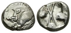 Greek DYNASTS OF LYCIA. Uncertain Dynast (Circa 500-480 BC). AR Stater. Obv: Forepart of boar left. Rev: Incuse square with triangular indentations. Müseler II, 2; SNG von Aulock 4050; Gitbud & Nauman