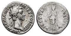 Roman Imperial NERVA, 96-98 AD. AR, Denarius. Rome. Obv: IMP NERVA CAES AVG P M TR P COS III P P. Laureate head of Nerva, right. Rev: LIBERTAS PVBLICA. Libertas standing left, holding pileus and vindi