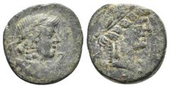 Roman Provincial LYCIA, Koinon of Lycia. Late first century BC? AE. Obv: Laureate head of Apollo, right. Rev: Draped bust of Artemis, right. RPC Online, 3330. Condition: Near Very Fine. Weight: 5.14 g