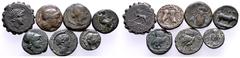 ANTIKE LOTS Griechische Münzen Verschiedene Bronzemünzen aus Athen. 7 Stück Schön - sehr schön