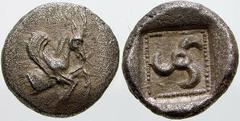 GRIECHISCHE MÜNZEN Lykien No.: 168 Schätzpreis-Estimation: EUR 400.- Unbestimmter Dynast (Tenagure ?). Diobol 460/440 v. Chr., unbestimmte Münzstätte. Protome eines gehörnten und geflügelten Fabelwese