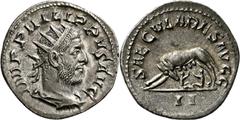 RÖMISCHE MÜNZEN Kaiserliche Prägungen Philippus I. Arabs, 244-249. Antoninian 248, Rom, auf die Tausendjahrfeier der Stadtgründung Roms. Büste mit Strahlenkrone / Wölfin mit Romulus und Remus. 1h. RIC