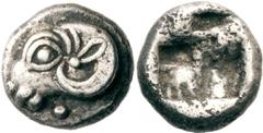 Troas Kebren Diobol 480/450 v. Chr. 1.15 g. Widderkopf, im Feld Kugel / Rohes Quadratum incusum. Slg. Klein 311 var. (Triobol) Auktion CNG 70, 2005, 206 BMC 2 var. (Triobol) Sehr selten Sehr schön