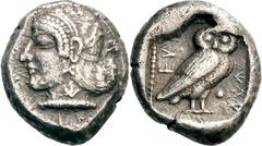 Lykien Dynast Kheriga Stater 440/430 v. Chr., Phellos. 9.75 g. Kopf des Aphrodite nach l., auf dem Hals Buchstabe Q / Eule nach r. in Quadratum incusum, im Feld Kugel und Legende QIdTOA. Moerkholm / Z