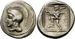 Lykien Dynast Erbbina Stater 410/400 v. Chr., Telmessos (?). 8.25 g. Kopf der Athena mit attischem Helm nach l. / Laufender Herakles mit Löwenfell, Bogen und Keule nach l. in flachem Quadratum incusum