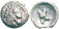 Lykien Dynast Maussollos von Karien Hemiobol nach 360 v. Chr., Xanthos. 0.20 g. Löwenkopf nach r. / Astragalos, im Feld Legende Ada. Babelon, Traité - Müseler / Nollé VIII, 83 SNG Cop. Suppl. - Äußers