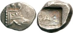 Lykien Phaselis Drittelstater (Tetrobol) um 480 v. Chr. 3.43 g. Prora in Form einer Eberprotome nach r. / Legende FAS und Teil eines Schiffshecks (?) nach l. in Quadratum incusum. Heipp-Tamer - (vgl. 