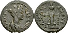 Provinzialprägungen Hadrianus für Sabina. Bronze, Ankyra in Phrygien. 4.28 g. Büste / Kultstatue der Artemis von Ephesos. BMC 23 Schwarzgrüne Patina Selten Sehr schön