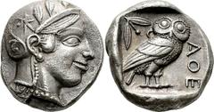Attika Athen Tetradrachme 454/449 v. Chr. 16.97 g. Kopf der Athena / Eule Svoronos, Tf. 10, 16 Starr Gruppe V B4 Feine Tönung Vorzüglich