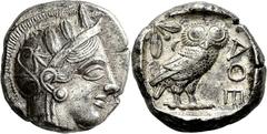 Attika Athen Tetradrachme 448/415 v. Chr. 17.18 g. Kopf der Athena / Eule. Svoronos, Tf. 11, 13 Feiner früher Stil Vorzüglich Etwas fleckig