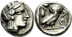 Attika Athen Drachme 448/415 v. Chr. 4.26 g. Kopf der Athena / Eule. Svoronos, Tf. 15, 20 Sehr schön