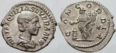 RÖMISCHE MÜNZEN (ROMAN COINS) -Kaiserliche Prägungen -Kaiserliche Prägungen 898. Elagabalus für Aquilia Severa.. Denar 220. Büste / Concordia mit Patera und Doppelfüllhorn vor Altar, im Feld rechts St