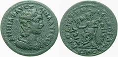 RÖMISCHE MÜNZEN (ROMAN COINS) -Kaiserliche Prägungen -Kaiserliche Prägungen 899. Elagabalus für Annia Faustina.. Bronze 221, Laodikeia in Phrygien. Büste / Roma mit Victoria-Statuette auf Panzer. BMC 