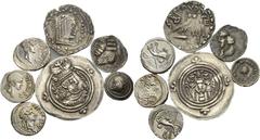 Griechische Münzen Arabien Reich der Himyariten. Shahar Hillel Halbshekel nach dem Vorbild der Tetradrachme neuen Stils von Athen spätes 2. Jhdt. v. Chr. Hamdan Bayyin. Halbdenar 1. Jhdt., Raidan. PER