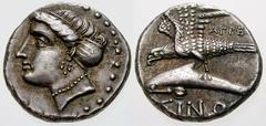 GRIECHISCHE MÜNZEN (GREEK COINS) -Paphlagonien -Sinope 211. Drachme 365/322 v. Chr., Magistrat Agreus. Kopf der Nymphe Sinope / Adler auf Delphin. Waddington et al., Rec. Gen. Tf. XXV, 20. 5.01 g. Vor