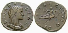 RÖMISCHE MÜNZEN (ROMAN COINS) -Kaiserliche Prägungen -Kaiserliche Prägungen 785. Maximinus I. Thrax für Diva Paulina.. Sesterz. Verschleierte Büste / Kaiserin mit Zepter auf fliegendem Pfau. RIC 3; C.