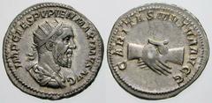 RÖMISCHE MÜNZEN (ROMAN COINS) -Kaiserliche Prägungen -Kaiserliche Prägungen 794. Pupienus, 238.. Antoninian. Büste / Verschränkte Hände. RIC 10b; C. 3. 4.91 g. Vorzüglich Ex Auktion Peus Nachf. 318, 1