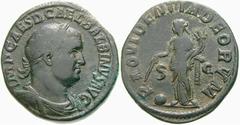 RÖMISCHE MÜNZEN (ROMAN COINS) -Kaiserliche Prägungen -Kaiserliche Prägungen 863. Balbinus, 238.. Sesterz. Büste / Providentia mit Füllhorn und Stab über Globus. RIC 19; C. 24. 20.47 g. Dunkelgrüne Pat