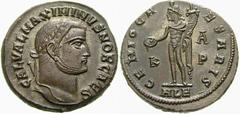 RÖMISCHE MÜNZEN (ROMAN COINS) -Kaiserliche Prägungen -Kaiserliche Prägungen 915. Maximianus II. Galerius für Maximinus II. Daia.. Follis 308/310, Alexandria. Kopf / Genius mit Patera und Füllhorn. RIC