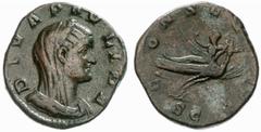 RÖMISCHE MÜNZEN (ROMAN COINS) -Kaiserliche Prägungen -Kaiserliche Prägungen 749. Maximinus I. Thrax für Diva Paulina.. Sesterz. Verschleierte Büste / Kaiserin mit Zepter auf fliegendem Pfau. RIC 3; C.