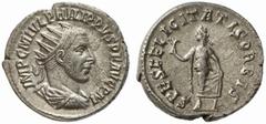 RÖMISCHE MÜNZEN (ROMAN COINS) -Kaiserliche Prägungen -Kaiserliche Prägungen 756. Philippus I. Arabs, 244-249.. Antoninian 244/246, Antiochia. Büste / Spes mit Blume. RIC 70; C. 221. 5.07 g. Selten Seh