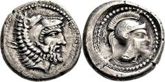 GRIECHISCHE MÜNZEN Lykien Telmessos Stater 400/380 v. Chr. Kopf der Athena / Kopf des Herakles in Quadratum incusum. Müseler VII, 29. 7.90 g.; Sehr selten Sehr schön Prägeschwäche im Revers Ex Auktion