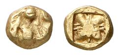 GRIECHISCHE MÜNZEN (GREEK COINS) ->Ionien ->Ephesos 216. 1/24 Elektronstater 6. Jhdt. v. Chr. Insekt (Biene?) / Rohes Quadratum incusum. Karwiese, Ephesos, S. 196, 18; Rosen Coll. 286. 0.49 g. ELEKTRO
