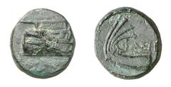 GRIECHISCHE MÜNZEN (GREEK COINS) ->Lykien ->Phaselis 247. Bronze 250/220 v. Chr. Prora / Schiffsheck mit Aphlaston. Heipp-Tamer B 18. 5.46 g. Schwarzgrüne Patina Sehr schön Schätzung (estimation): 100
