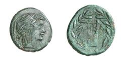 GRIECHISCHE MÜNZEN (GREEK COINS) ->Lykien ->Lykische Liga 250. Bronze 23/18 v. Chr., Masikytos. Kopf des Apollon / Lyra in Kranz. Troxell, Lycian League 202. 5.22 g. Grüne Patina Sehr schön Schätzung 