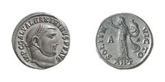 RÖMISCHE MÜNZEN (ROMAN COINS) ->Kaiserliche Prägungen ->Kaiserliche Prägungen 866. Maximinus II. Daia, 310-313. Follis 312, Antiochia. Kopf / Sol mit Kopf des Sarapis. RIC 167b; C. 161. 4.72 g. Dunkel