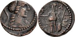 PROVINZIAL-PRÄGUNGEN Attika Gallienus, 260-268 Bronze-Drachme 264/267. Büste der Athena mit korinthischem Helm nach rechts / Athena Parthenos stehend mit Aegis, rechts Nike-Statuette, links Speer und 