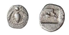 GRIECHISCHE MÜNZEN (GREEK COINS) ->Ionien ->Ephesos 168. Tetartemorion 525/500 v. Chr. Biene / Adlerkopf in Quadratum incusum. Karwiese 31. 0.20 g. Sehr selten Sehr schön Schätzung (estimation): 175,-