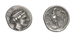 GRIECHISCHE MÜNZEN (GREEK COINS) ->Elis ->Olympia 4323. Hemidrachme um 320 v. Chr. Kopf der Hera mit Stephane / Adler mit ausgebreiteten Schwingen. Seltman Tf. XII, 28 var. 2.97 g. Feine dunkle Tönung