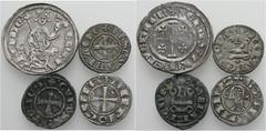 LOTS Kreuzfahrer ACHAIA, Philipp von Savoyen, Denar. ANTIOCHIA. Boemund, Denar. ATHEN, Guy II., Denier Tounois. ZYPERN, Heinrich II., Grosso (gestopftes Loch). 4 Stück Sehr schön.